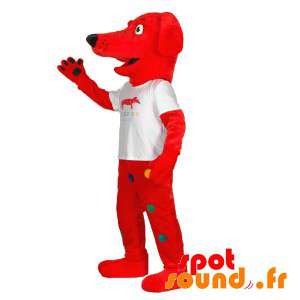 Mascotte de chien rouge...