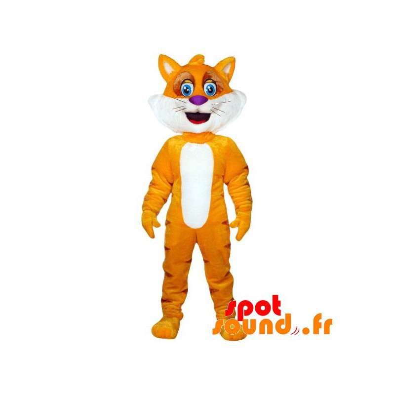 Orange och gul kattmaskot. Fox maskot - Spotsound maskot