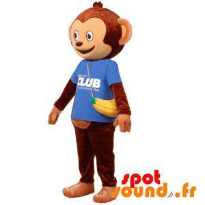 Brown Monkey Mascot With A...