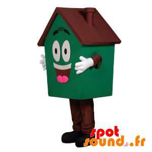 Jätte husmaskot, grön och brun, mycket leende - Spotsound maskot