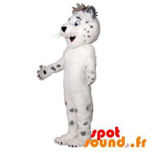 Maskot söt vit och grå tiger, mjuk och hårig - Spotsound maskot