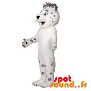 Maskot sød hvid og grå tiger, blød og behåret - Spotsound maskot