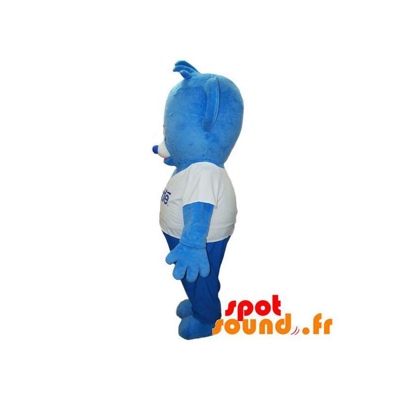 Blå och vit nallebjörnmaskot. Nestle Bear - Spotsound maskot