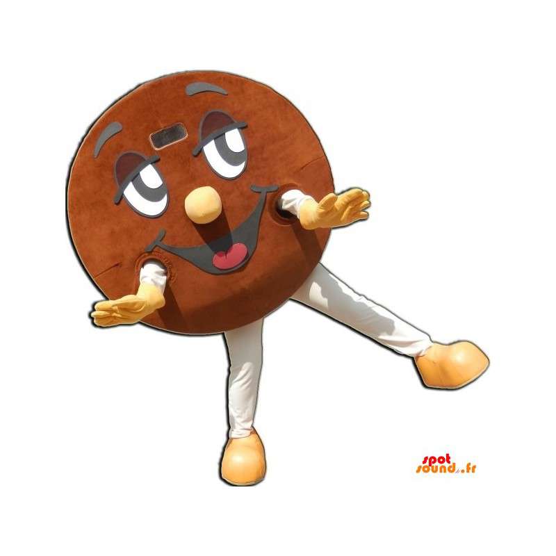 Kæmpe rund cookie maskot, smilende og brun - Spotsound maskot