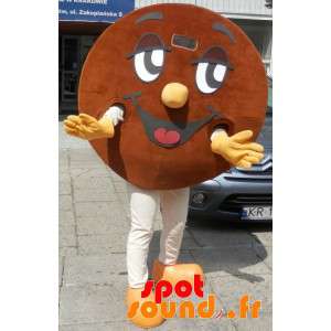Kæmpe rund cookie maskot, smilende og brun - Spotsound maskot