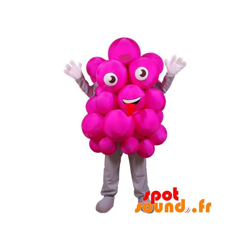 Maskottgrupp med rosa druvor. Festlig rosa maskot - Spotsound