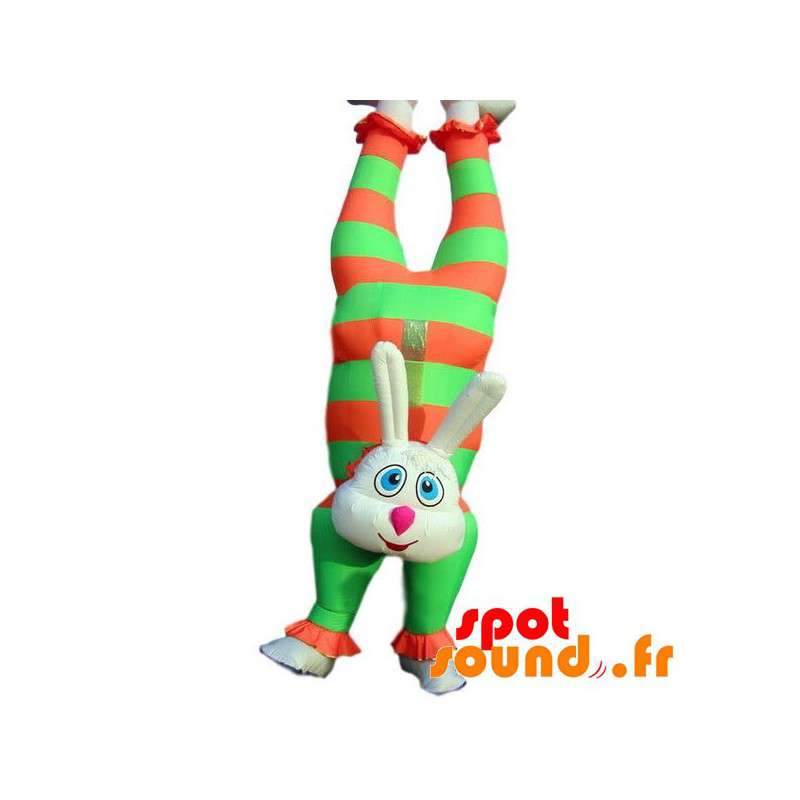 Farverig cirkus kanin oppustelig maskot med hovedet - Spotsound