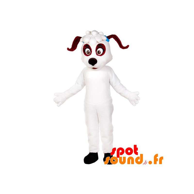 Hvid og brun hundemaskot. Hundedragt - Spotsound maskot