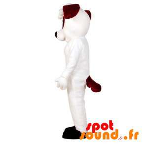 Witte en bruine hond mascotte. Dog Costume - Mascottes van de hond - MASFR033291 - SpotSound.fr
