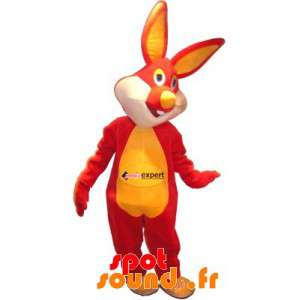 Röd och gul kaninmaskot. Bunny kostym - Spotsound maskot