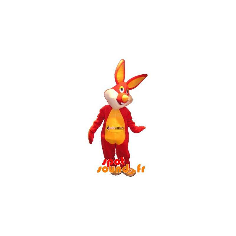 Röd och gul kaninmaskot. Bunny kostym - Spotsound maskot