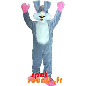 Grå, hvid og lyserød kaninmaskot. Bunny kostume - Spotsound