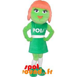 Groen meisje mascotte met...