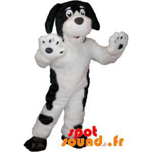 Blød og behåret sort og hvid hundemaskot - Spotsound maskot