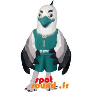 Eagle maskot, hvid, grøn, grå og sort grib - Spotsound maskot