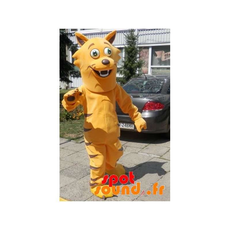 Orange och brun kattmaskot. Kattmaskot - Spotsound maskot