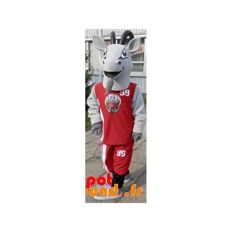 Mascot sport ged. Grå gededragt i sportstøj - Spotsound maskot