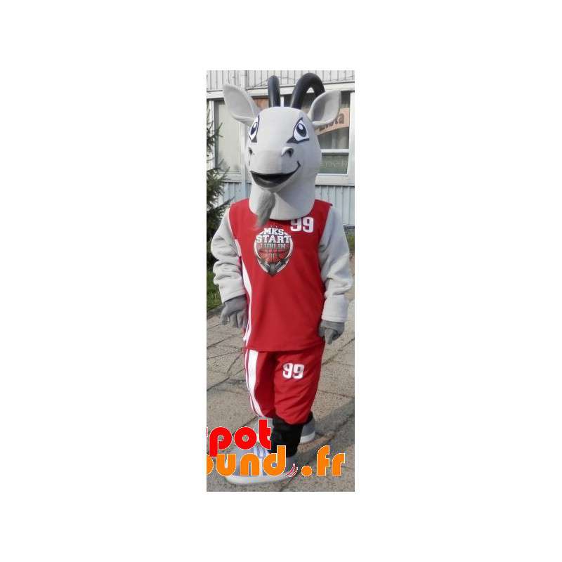 Mascot sport ged. Grå gededragt i sportstøj - Spotsound maskot Mascot sport ged. Grå gededragt i sportstøj - Spotsound maskot