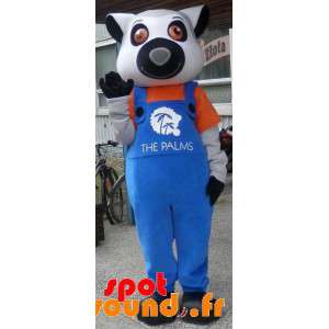 Mascot maki grijs, wit en...