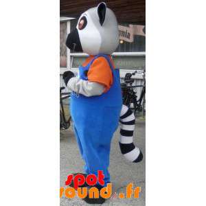 Jättegrå, vit och svart lemurmaskot - Spotsound maskot