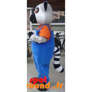 Kæmpe grå, hvid og sort lemur maskot - Spotsound maskot