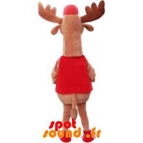 Caribou maskot, kæmpe elg klædt i rødt - Skovdyr - MASFR033332 - SpotSound.fr