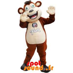 Mascotte de singe marron et...