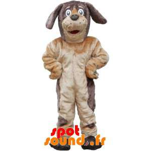 Mjuk och hårig brun och beige hundmaskot - Spotsound maskot
