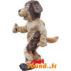 Mjuk och hårig brun och beige hundmaskot - Spotsound maskot