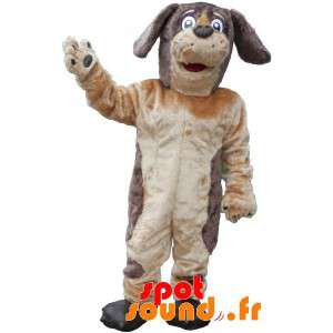 Blød og behåret brun og beige hundemaskot - Spotsound maskot