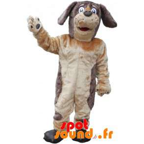 Blød og behåret brun og beige hundemaskot - Spotsound maskot