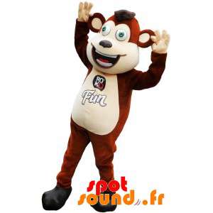 Mascotte de singe marron et...