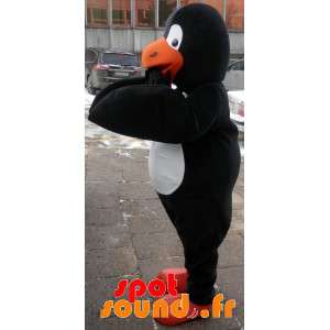 Svart, vit och orange pingvinmaskot. Penguin kostym - Spotsound