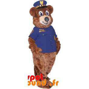 Brun bamse maskot i politiuniform - Spotsound maskot