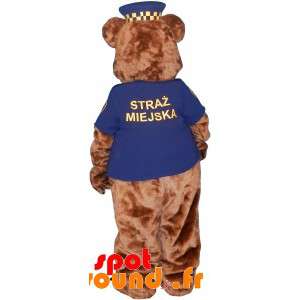 Brun bamse maskot i politiuniform - Spotsound maskot