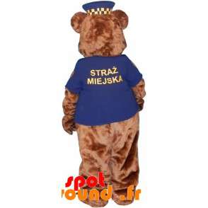 Brun bamse maskot i politiuniform - Spotsound maskot