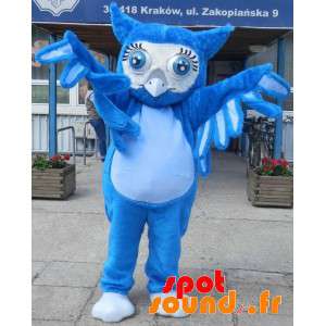 Kæmpe blå uglemaskot med store blå øjne - Spotsound maskot