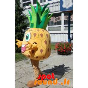 Kæmpe gul og grøn ananas maskot. Ananas kostume - Spotsound