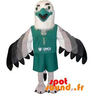 Mascot grijze gier, wit en...