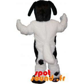 Hvid og sort hundemaskot, behåret og sød - Spotsound maskot