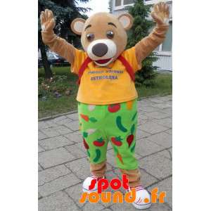 Beige Bear Mascot Dressed...