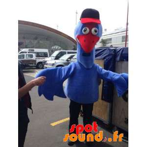 Mascot fugl blå og rød...