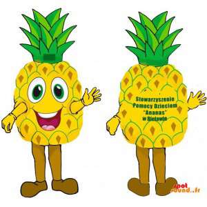 Mascotte d'ananas jaune et...