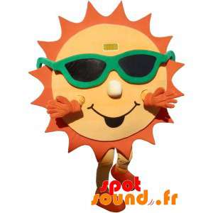 Gul og orange solmaskot med solbriller - Spotsound maskot