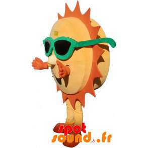 Gul og orange solmaskot med solbriller - Spotsound maskot