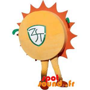 Gul och orange solmaskot med solglasögon - Spotsound maskot