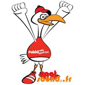 Vit måsemaskot med haklapp och mössa - Spotsound maskot