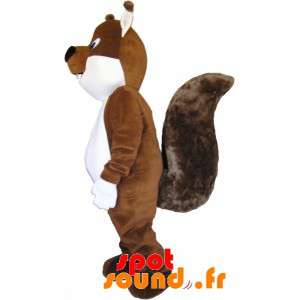 Meget sød og fyldig brun og hvid egern maskot - Spotsound maskot