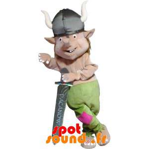 Leprechaun-maskot, troll med vikingahjälm - Spotsound maskot