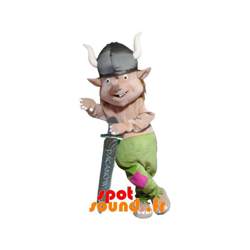 Leprechaun maskot, trold med en viking hjelm - Spotsound maskot